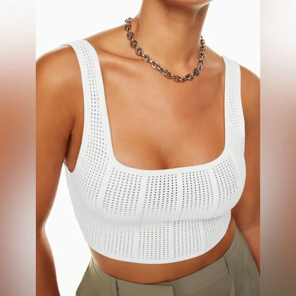 Babaton Sculpt Knit Squareneck Cropped Tank in White - Picture 2 of 9